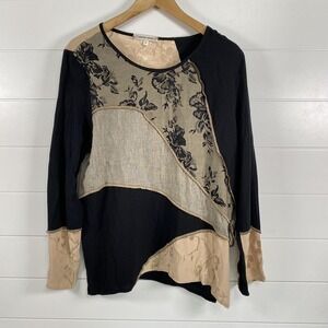 Spencer Alexis Top Womens Medium Patchwork Floral Boho Asymmetrical USA Made